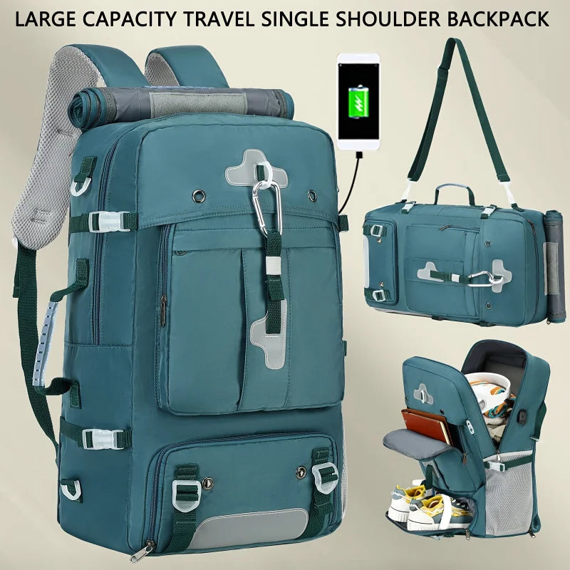 Large capacity portable backpack, airline approved shoe compartment backpack, 17 inch laptop backpack, business work gym weekend