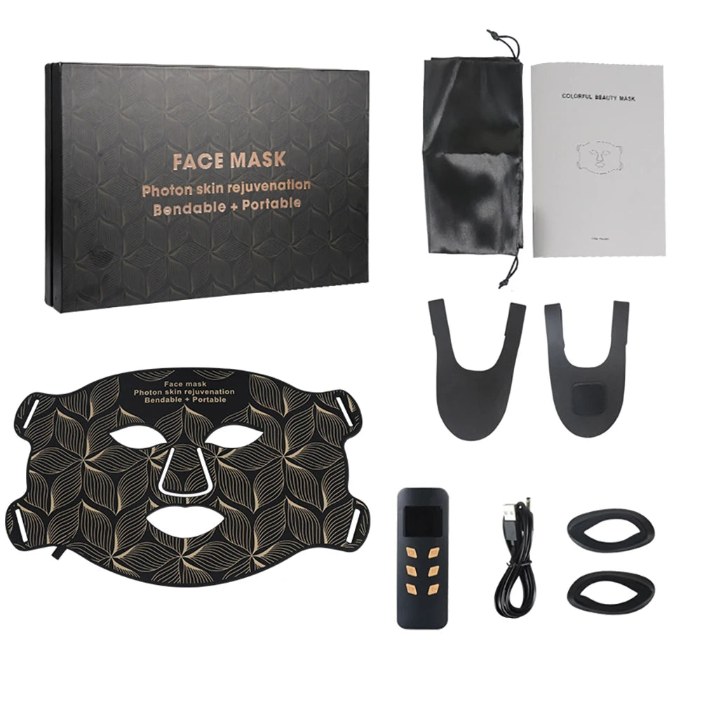 LED 8 Colors Face Mask and Neck Red Light  Near Infrared Therapy Anti Aging Wrinkle Acne Pore Oil Control Skin Tighten Whiten