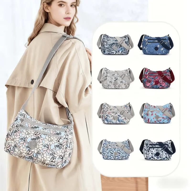 Women's Lightweight Nylon Crossbody Bag with Multiple Pockets Tote Purse Shoulder Handbag Travel Bag for Daily Use