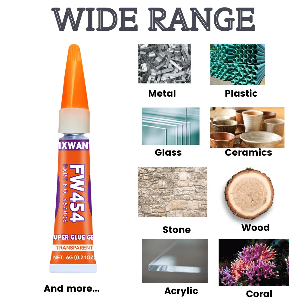 Super Glue Gel - Universal Quick Fix Adhesive for Shoes, Glass, Jewelry, PVC, DIY Crafts - Fast Drying & Long Lasting Bond