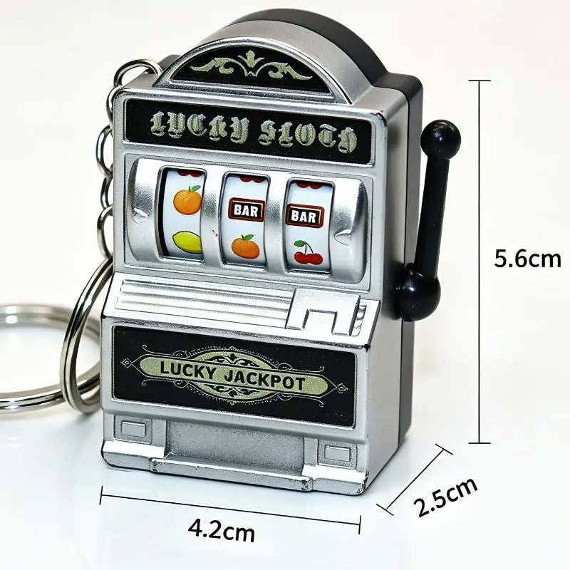[CL]Mini Gambling Slot Machine Key Chains Arcade Pocket Fruit Lucky Jackpot Gadget Antistress Toy Funny Games Keychain Ring[CL]