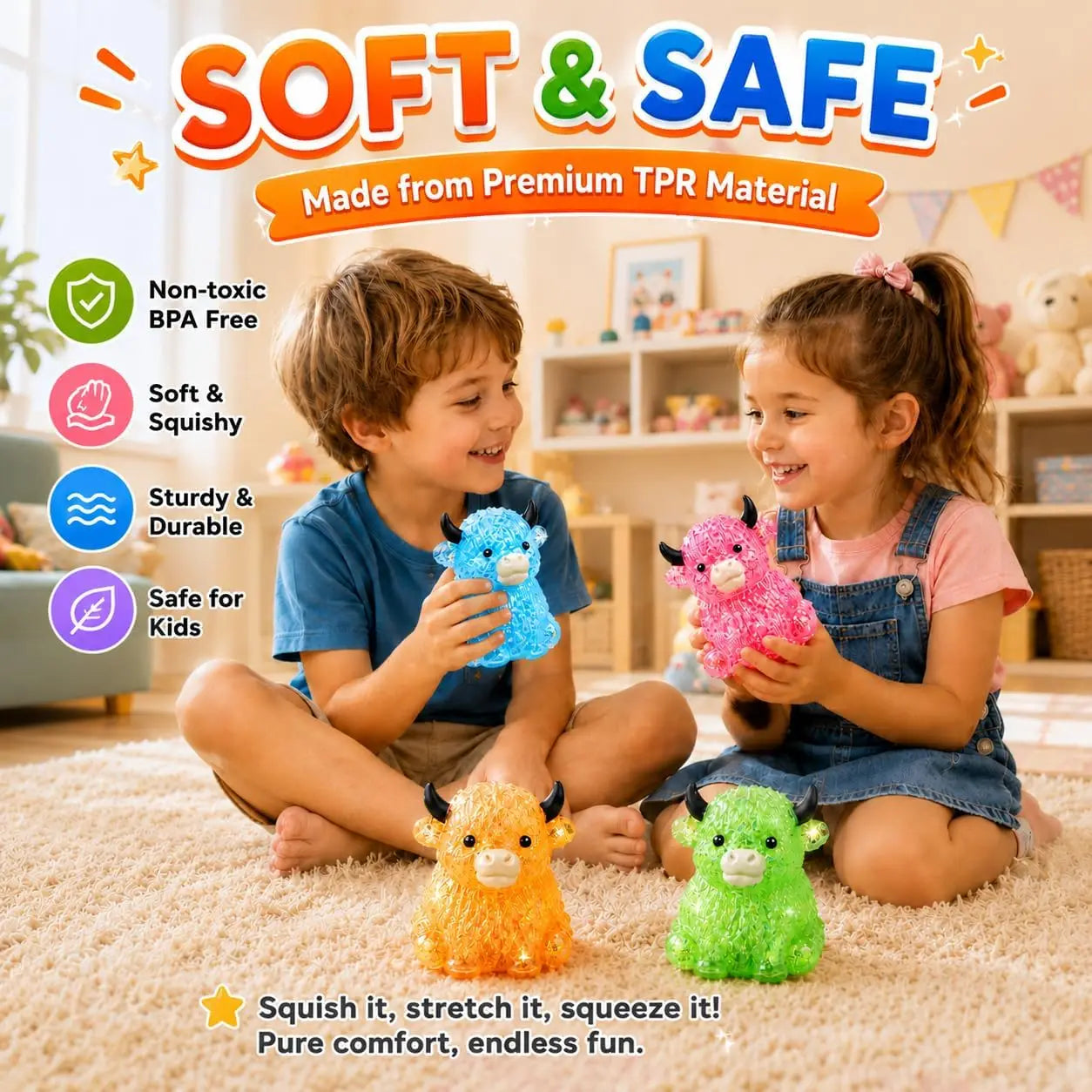 Cute Cow Squishy Fidget Toy Soft Cow Toy Small Cute Animal Anti Stress Decompressions Vent Squeeze Toy