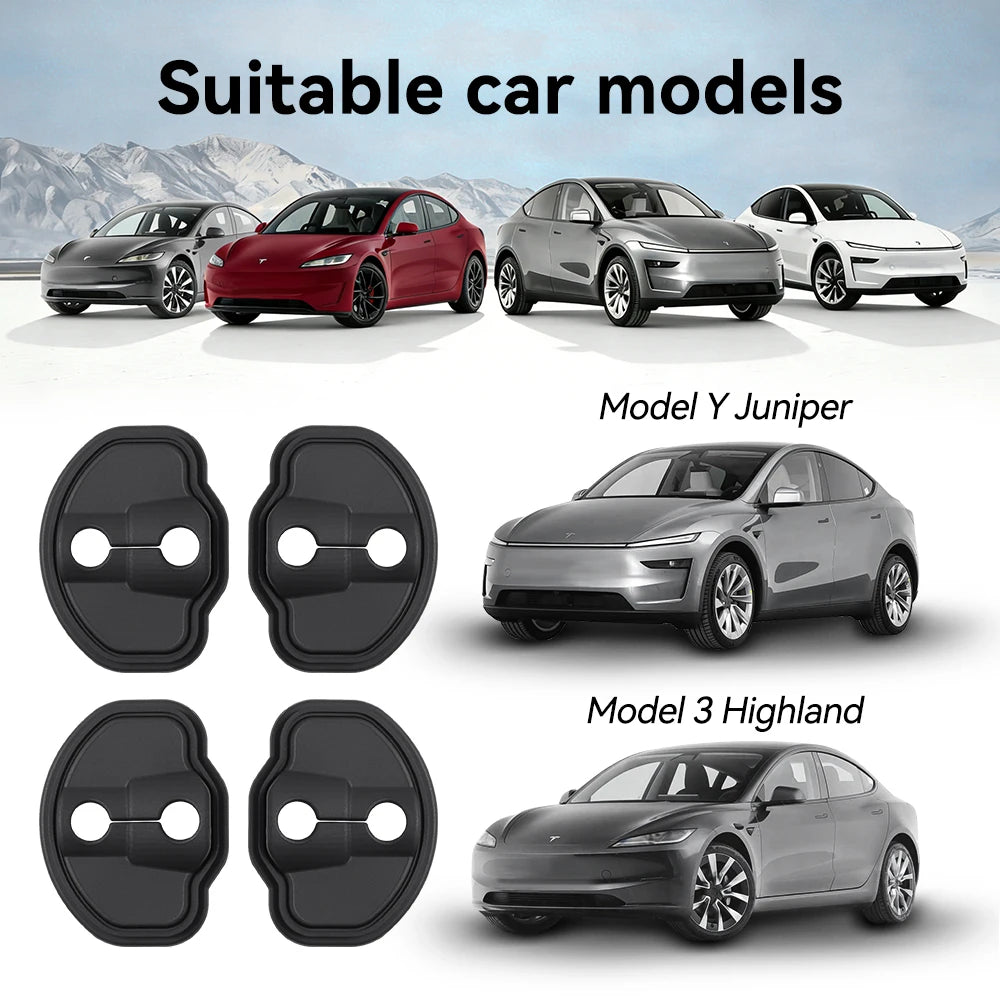 YZ 4Pcs Car Silicone Door Lock Cover Protective Stickers Car Door Lock Damper For Tesla Model 3 Y YL Highland Juniper Accessorie