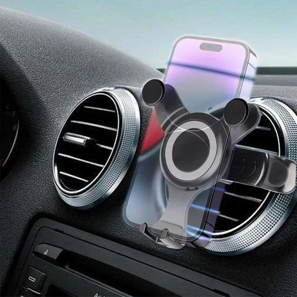 Round Car Air Outlet Mobile Phone Navigation Holder Gravity Bracket Rotatable Phone Mount For Air Outlet Quick Installation