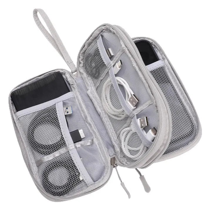 Cable Organizer Bag Double Layer Waterproof Portable Travel Digital Accessories for Power Bank Earphone Charger USB Cord Phone