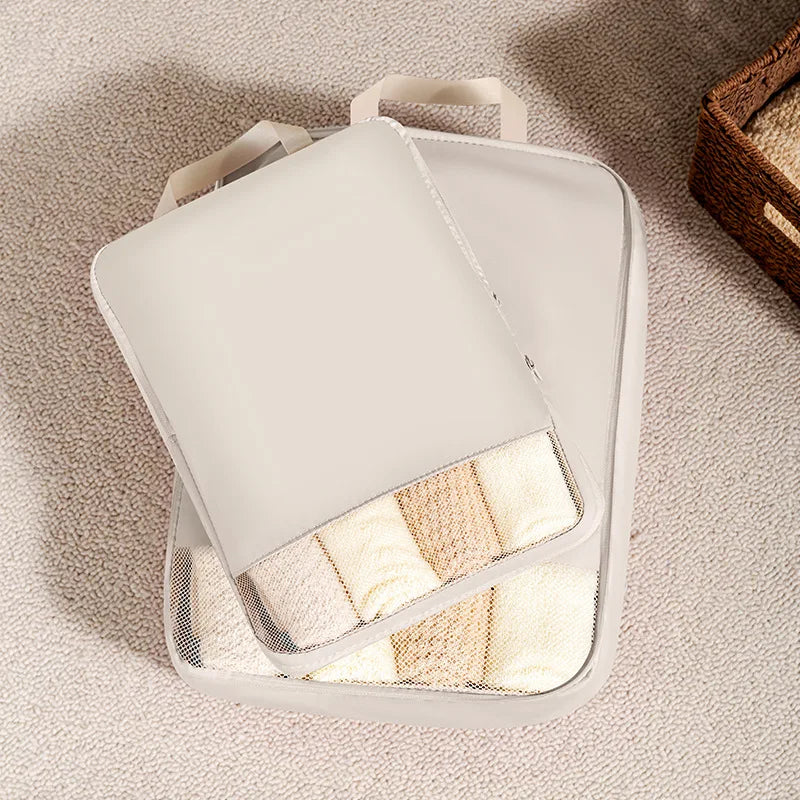 2pcs Set Soft Travel Organizer Storage Bag Suitcase Packing Cubes Set Portable Luggage Clothes Underware Tidy Pouch Compressible