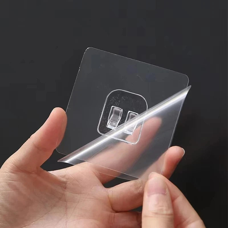 10PCS Transparent Hanging Shelf Hooks Wall Storage Rack Fixing Patch Strong Self-Adhesive Snap For Kitchen Bathroom Gadgets