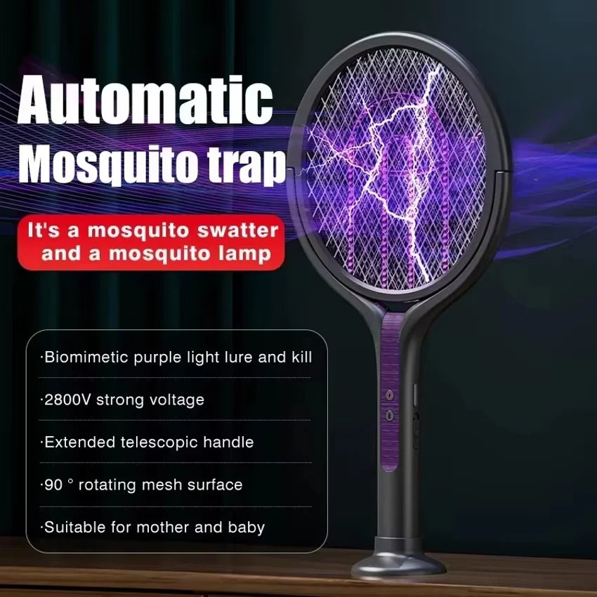 Automatic Mosquito Swatter, Telescopic, Rotatable Mesh For Wider Coverage, USB Charging, Fast, Long Standby Time