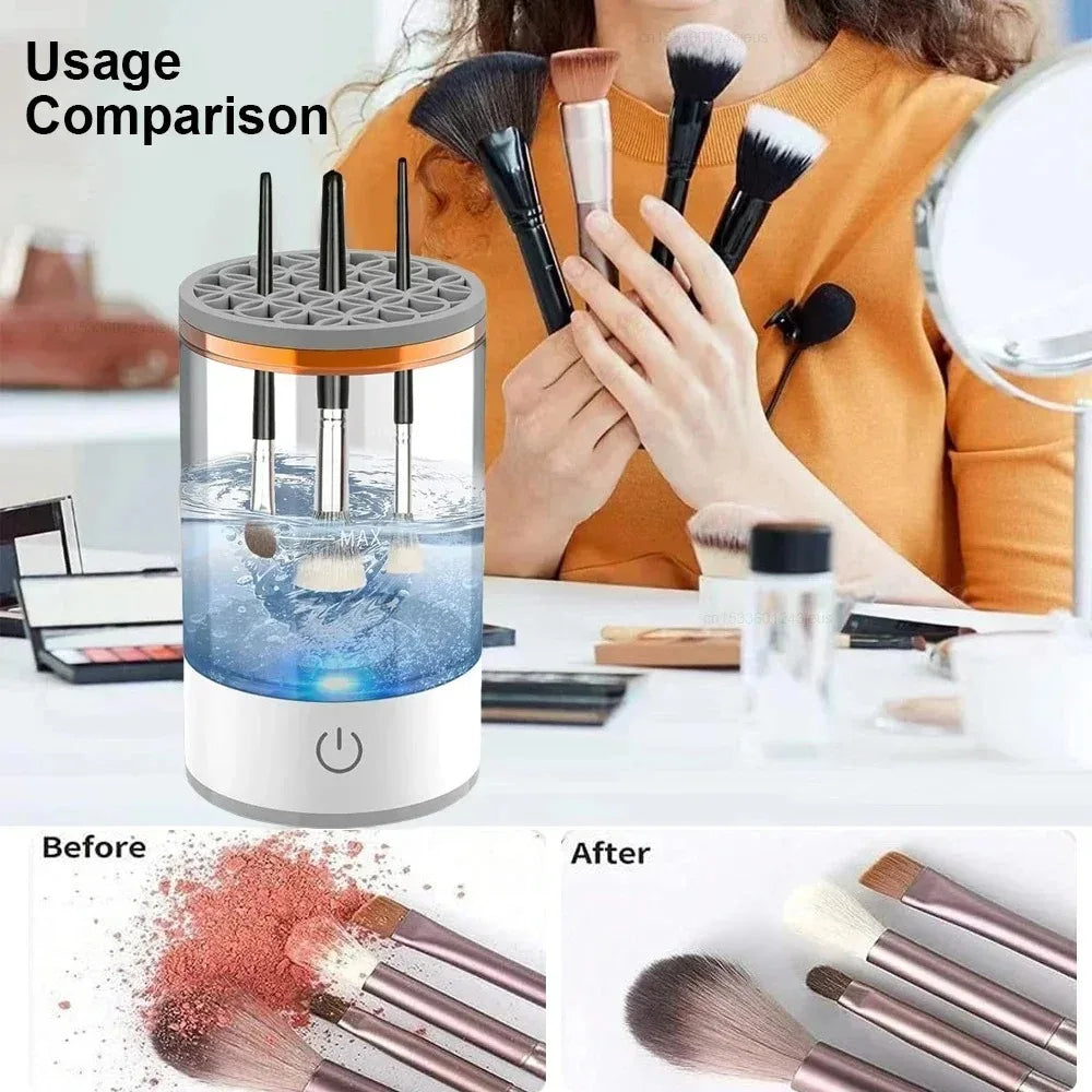 USB Electric 3 in 1 Portable Makeup Brush Cleaner with Drying Rack Quick Dry Lazy Cleaning Tool for Makeup Brushes