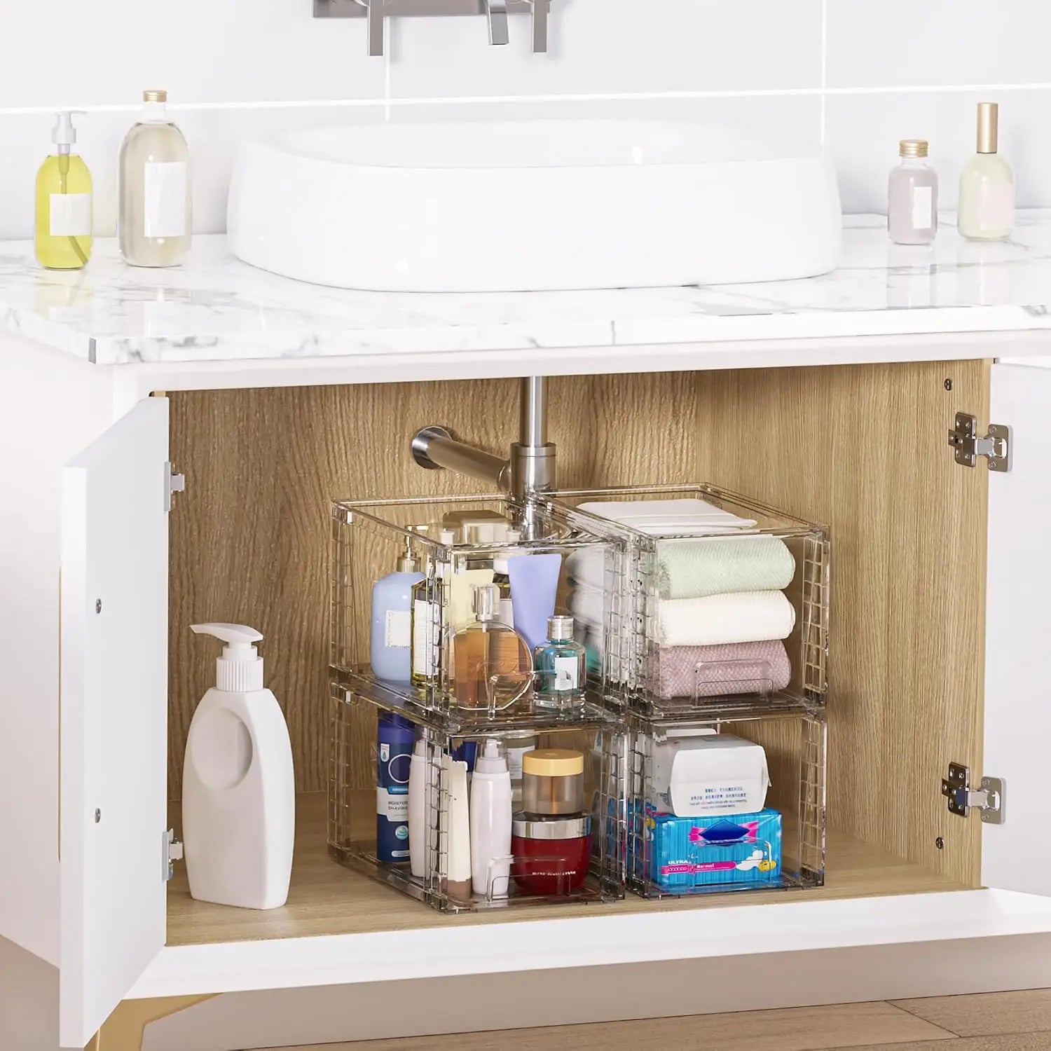 2026 New  Large Stackable Storage Drawers,Easily Assemble Acrylic Bathroom Closet Undersink Organizers And Storage,Plastic