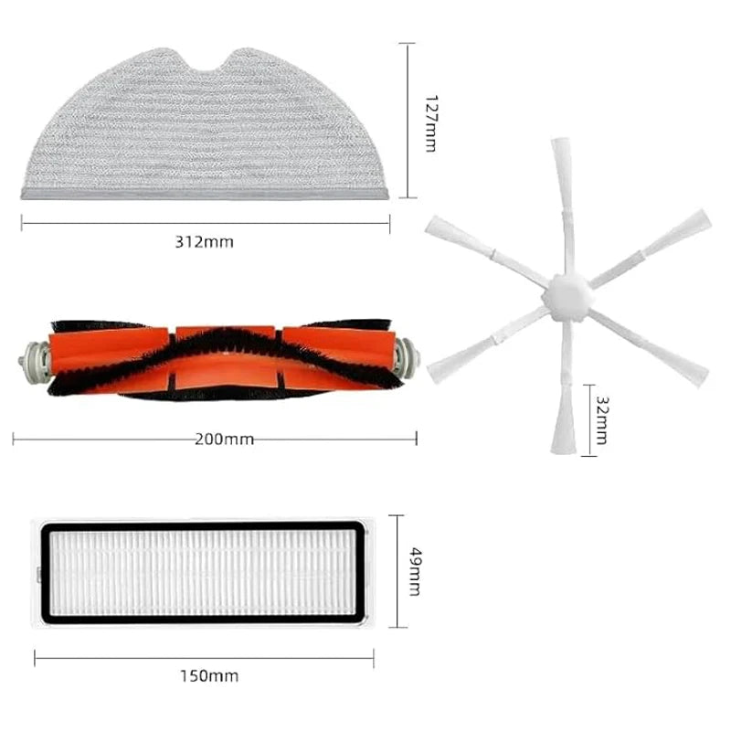 For Xiaomi Mop 2/1C/STYTJ03ZHM Robot Vacuum Accessories Main Brush HEPA Filters Side Brush Mop Cloth Replacement Parts