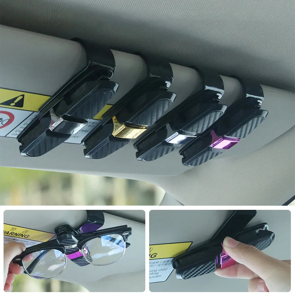 Car Glasses Case Auto Sun Visor Glasses Holder Sunglasses Clip Card Holder Eyeglasses Accessories Car Accessories Interior