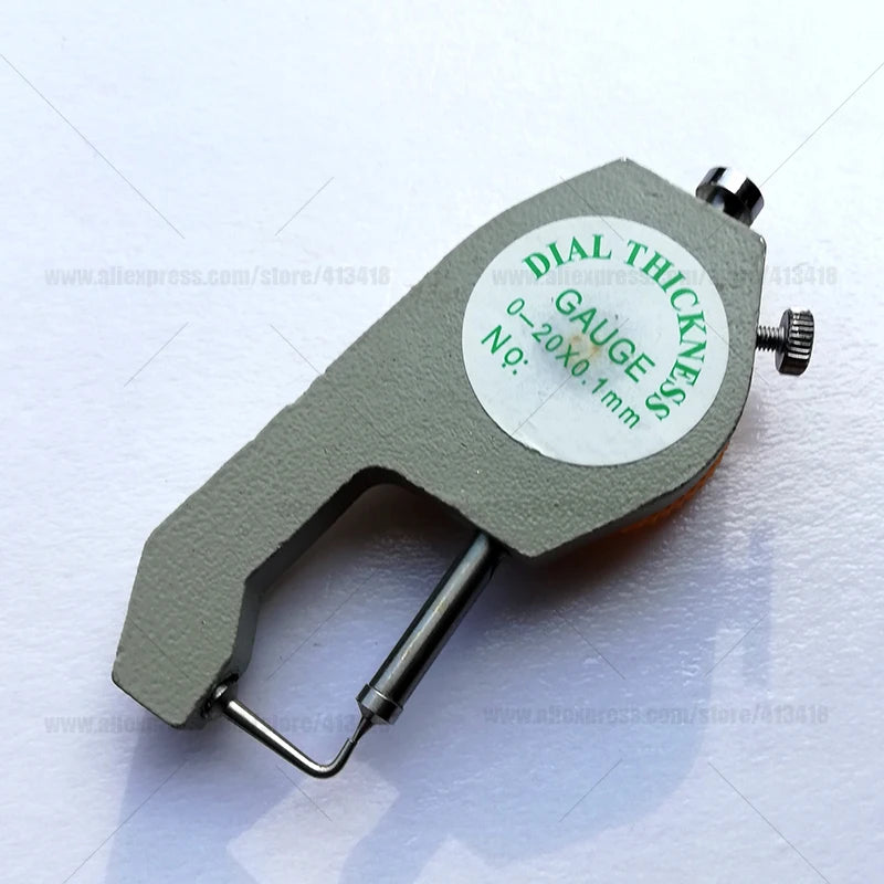 0-10mm0-20mm 0.1mm Resolution Dial Thickness Gauge Leather Flim Paper Jewelry Tube Curved Tip Metal Handheld Meter Tester