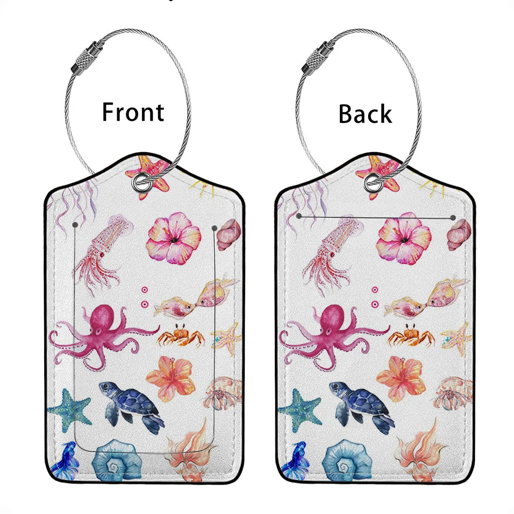 HOT SALE Cute animals Leather Business Luggage Tag Suitcase Address Label Luggage Boarding Case Label Name ID Address Clip