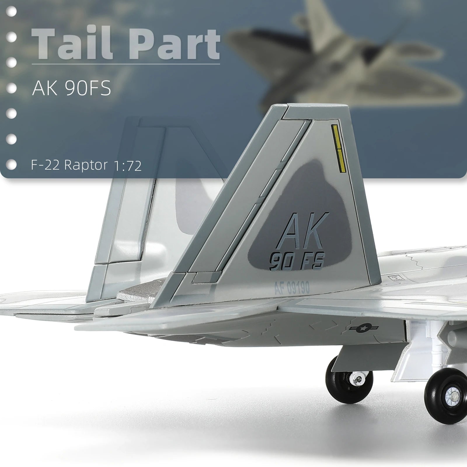 NUOTIE F22 Raptor 1/72 Diecast Metal USAF Fighter Jet Alloy Aircraft Model with Stand Military Collection Adult Gift AK90FS