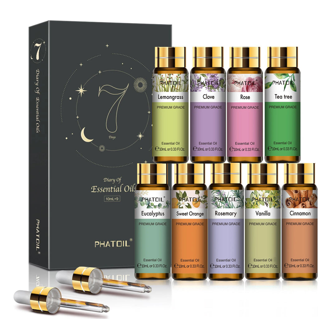 PHATOIL 1/9PCS Essential Oils Gift Set-10ml Pure Essential Oil For Diffuser Aromatherapy Candle Making Lavender Vanilla Oils