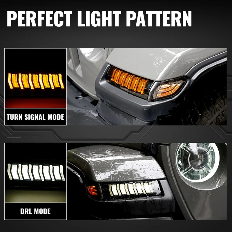 2pcs LED Fender Marker Light Dynamic Turn Signal Light for Jeep Wrangler JL 2018-2019/for Jeep Gladiator JT 2018+