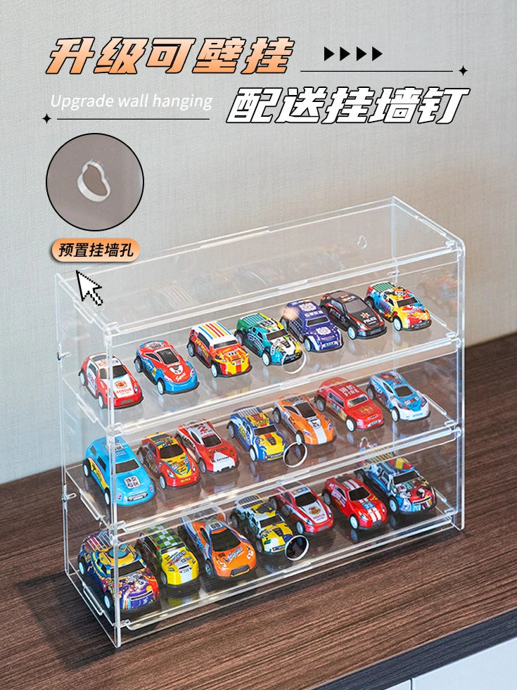 Clear Acrylic Multi-layer Tier Display Case with Door Storage Box for Model Cars Building Blocks Figures Collectibles