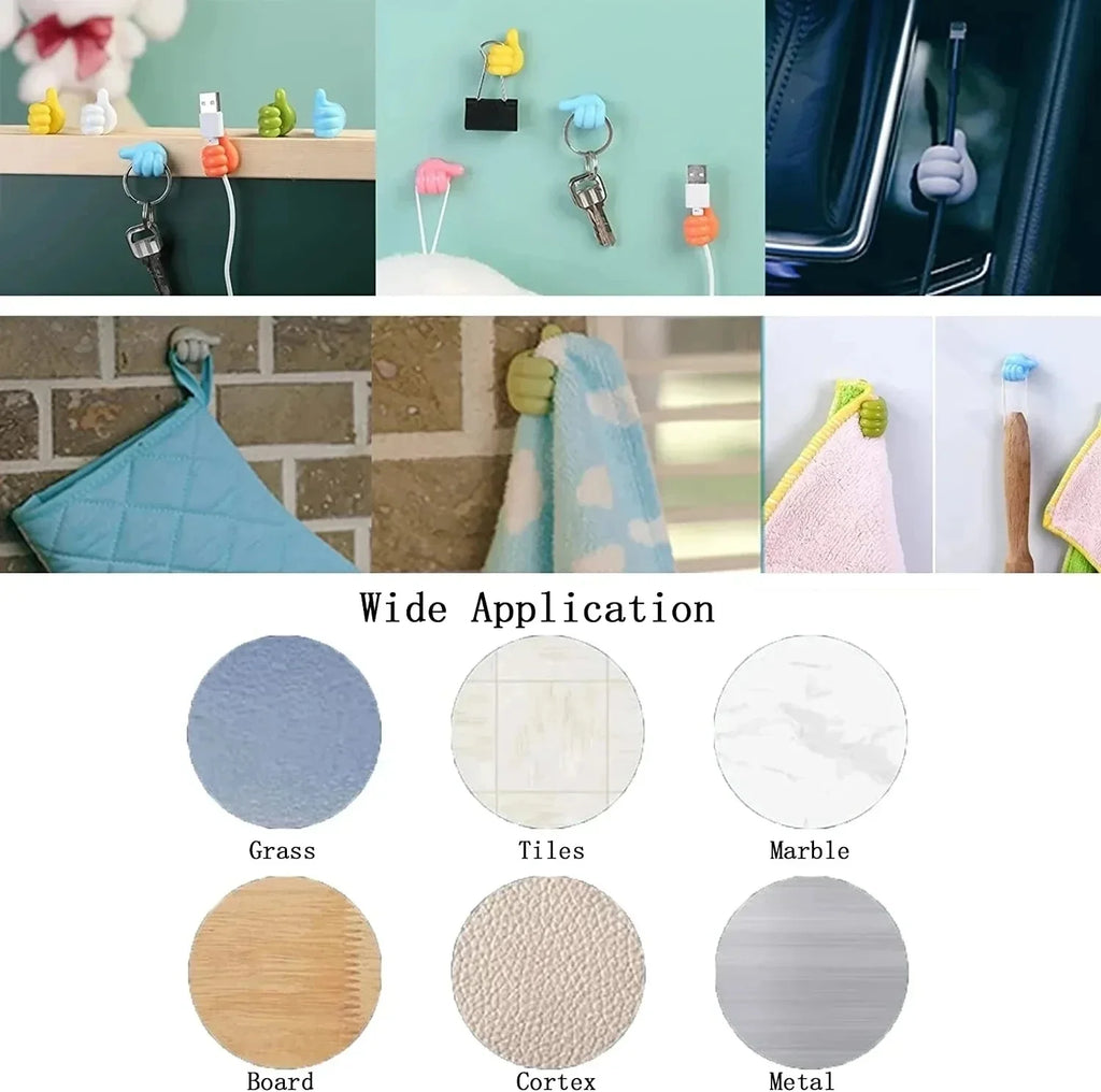 Multifunctional Silicone Thumb Hook Wire Organizer Hand Desk Dormitory Non-perforated Charging Line Fixed Receive Adhesive Hooks