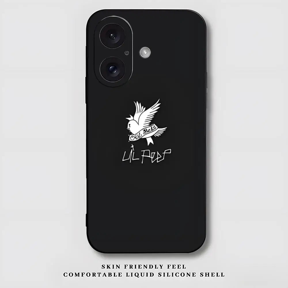 L-Lil Peep Famous Star Popular  Phone Case For iPhone 17 16 15 14 13 12 X XR XS 8 Plus Mini Pro Max Soft black Shockproof Cover