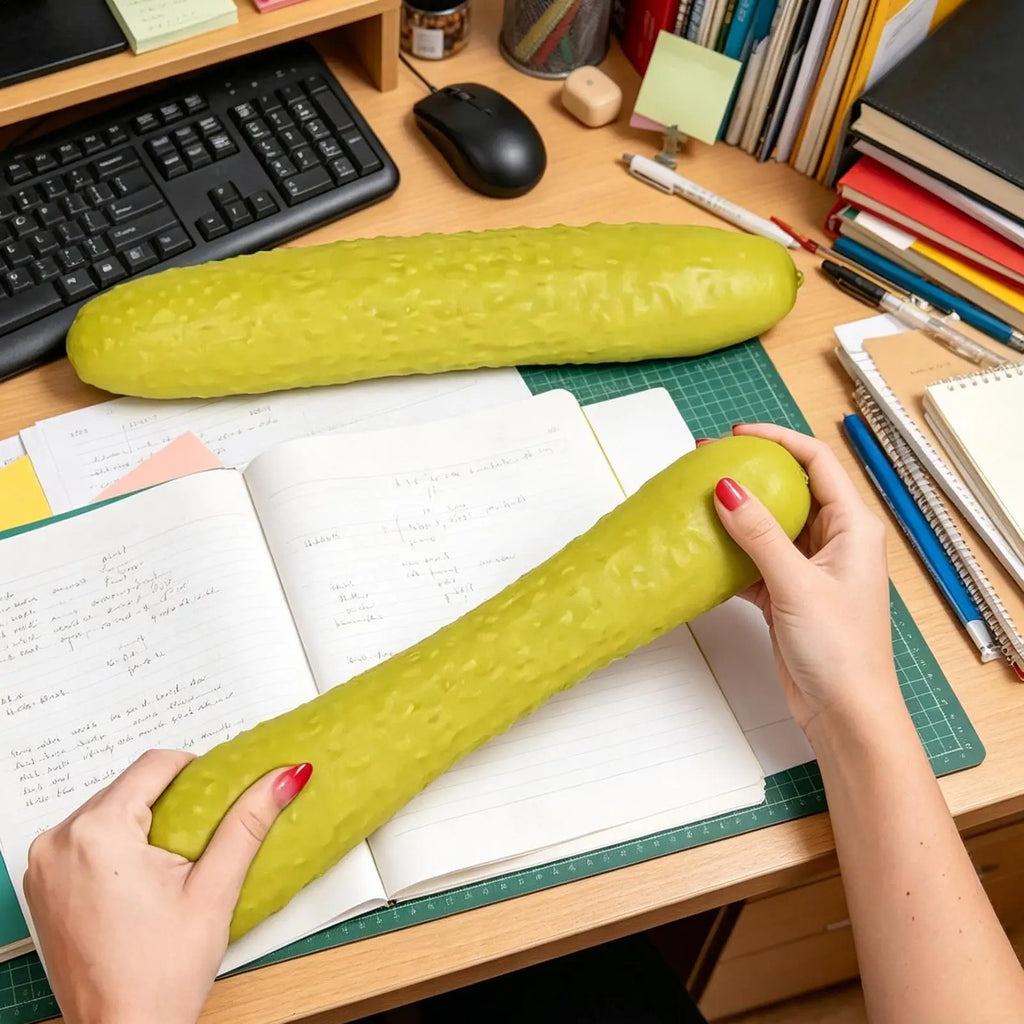 Cucumber Sensory Squeeze Toys Stress Relieving Cucumber Shape Gifts For Adults & Working People, Desk Soft Fidget Toy