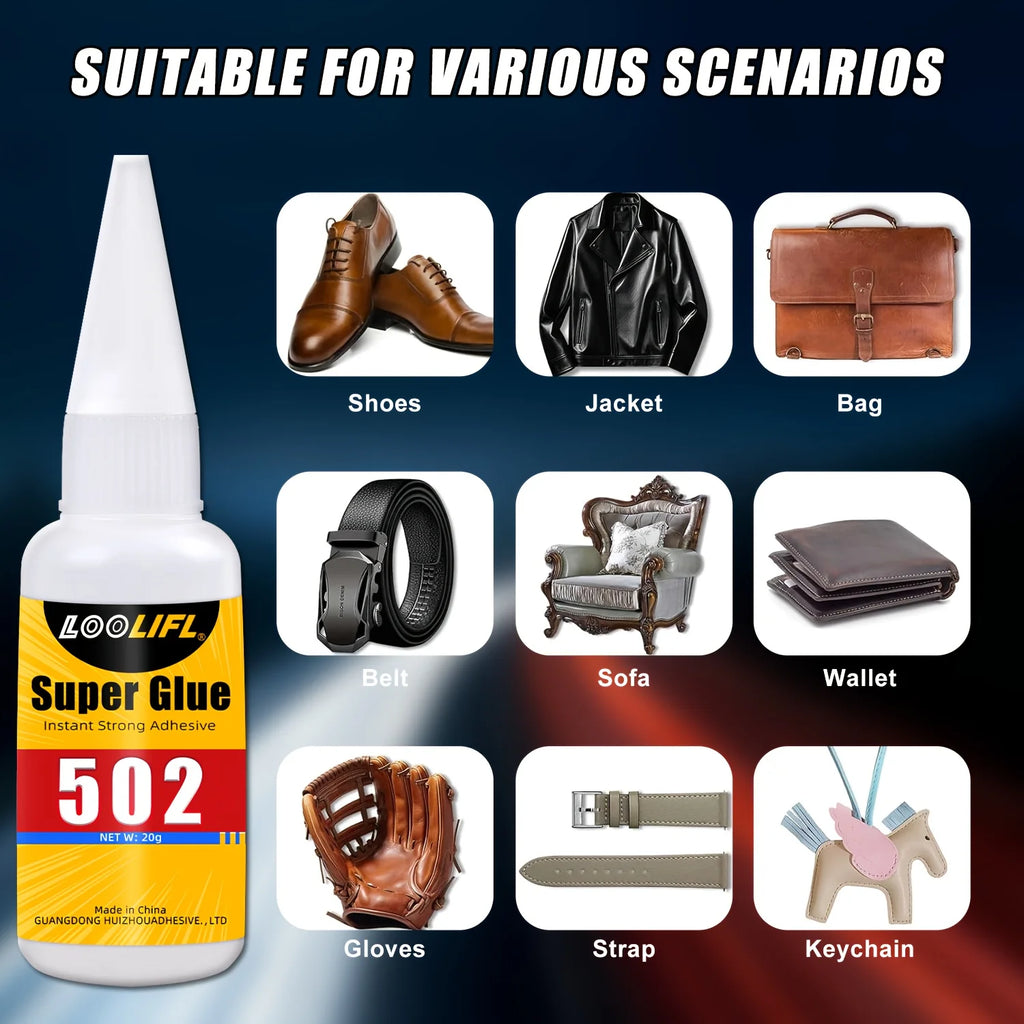 502 Super Glue Strong Instant Adhesive for Leather Shoes Bags Sofa Clothing DIY Repair Quick Dry Cyanoacrylate Glue