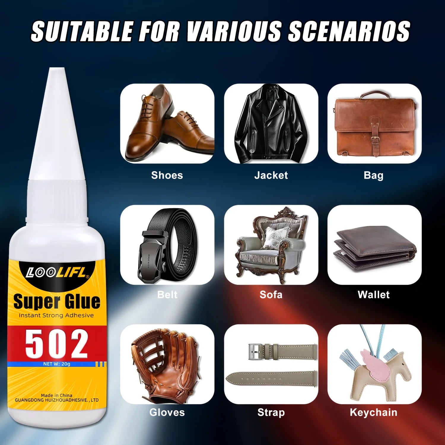 502 Super Glue Strong Instant Adhesive for Leather Shoes Bags Sofa Clothing DIY Repair Quick Dry Cyanoacrylate Glue