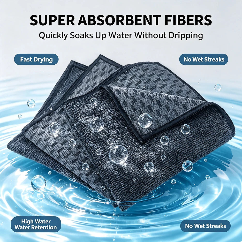 AUTOBRIGHT Dual-Sided Microfiber Car Towel Super Absorbent Double Texture For All Auto Detailing Home Office Cleaning