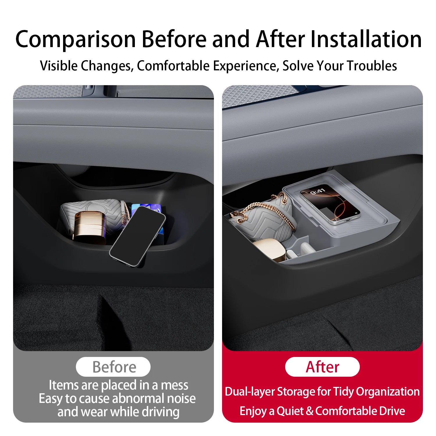 For ZEEKR 7X 2026 The storage box below the center console Double-layer silicone storage box Car interior accessories