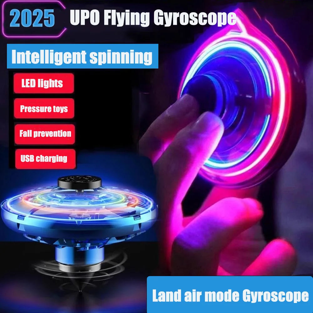 NEW LED Flying UFO Spinner Fingertip, Upgrade Flight Helicopter Gyro Flyorb Hover Ball, Mini Drone Aircraft Toy Children's Gifts