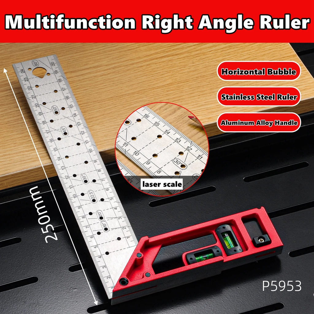 Right Angle Ruler 45/90 Degree Positioning Hole Angle Ruler Industrial Grade Positioning Marking Angle Ruler Woodworking Tool