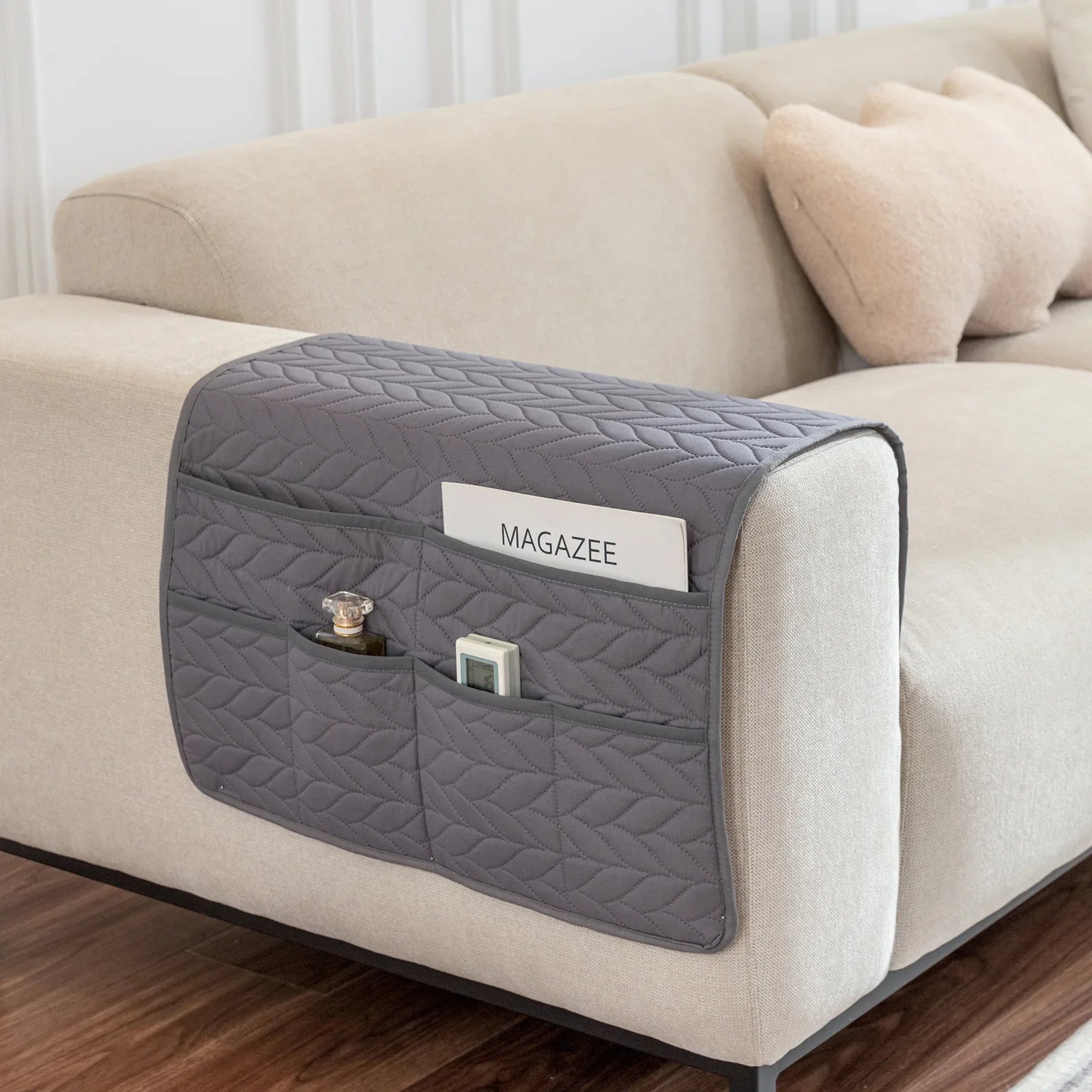 New Sofa Hand Towel with Storage Pocket Magazine Remote Control Sofa Recliner Armrest Clutter Management Bag