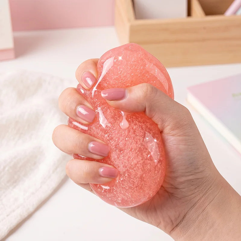 Handmade Peach Slushie Squishy Stress Ball Slow Rising Fidget Stress Ball Clear Jelly Sensory Ball Soft Stress Relief Toy