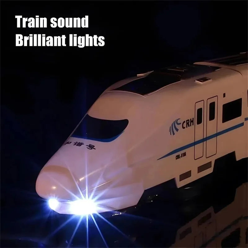 Toy Train Electric Bullet Train Battery Operated Action Locomotive Car High Speed Vehicle with Train Sound Light Gift for Kids