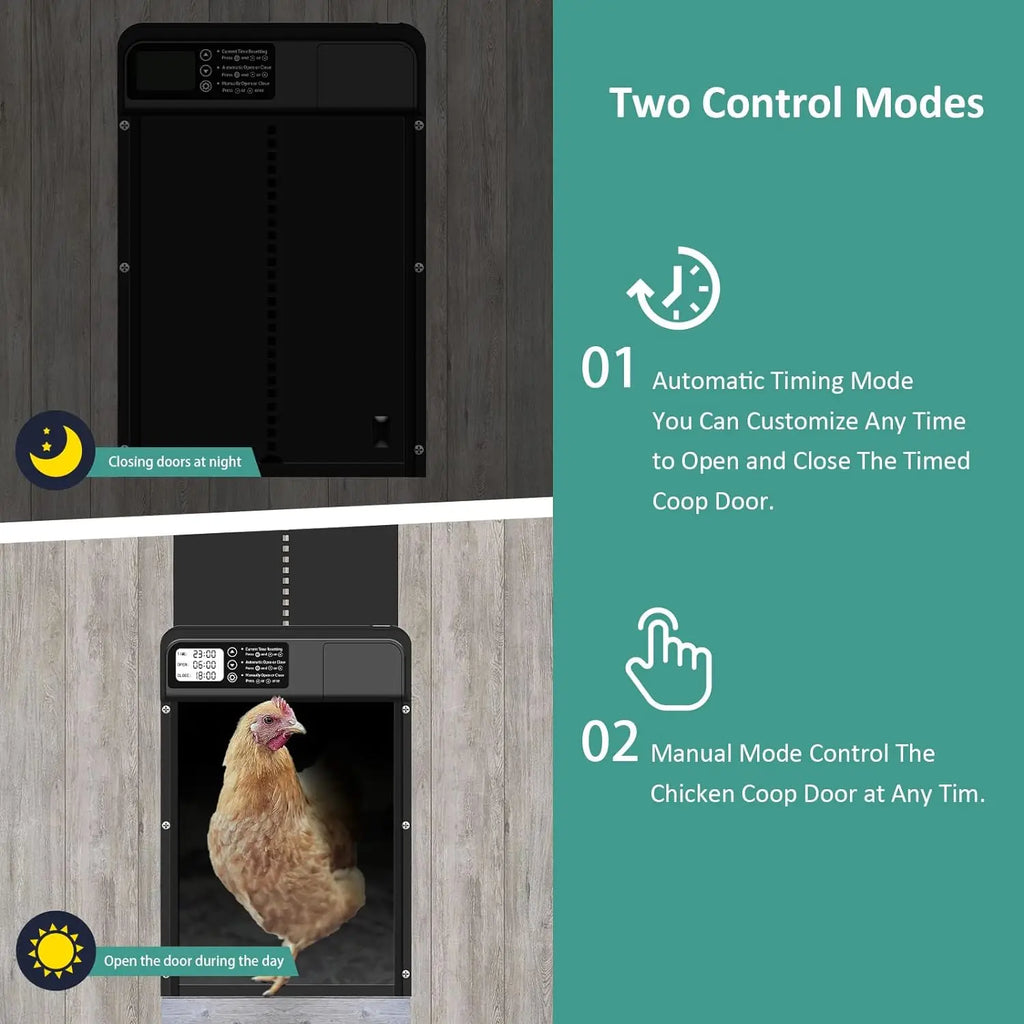 Safety Gate Anti-Pinch Function Small Pet Supplies LCD Display Automatic Chicken Coop Door Controlled Open Retractable Door