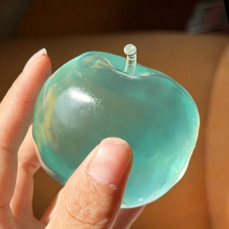 Apple Moldable Stress Ball Coconut Oil Squishy Transparent Apple Non-Bounce Squeeze Ball ASMR Sensory Toy Relieve Stress Toy