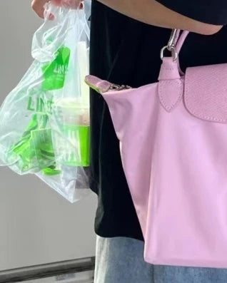 2026 Lightweight Foldable Nylon Shoulder Bag Ladies Water Resistant Shopping Tote Bag Large Handbag for Travel Daily Office