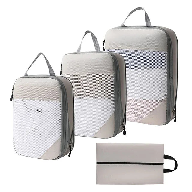 4pcs/set Portable Travel Packing Bag Thickened Waterproof Clothes Compression Storage Bag Shoes Clothes Travel Bags Packing Cube