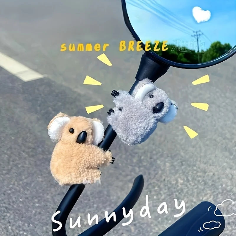 Motorcycle Plush Cute Koala Car Interior Decoration Auto Rearview Mirror Control Screen Decoration Sun Visor Card Clip Gift