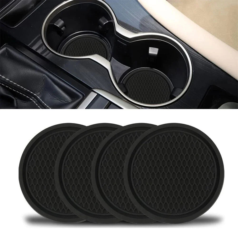 4Pcs/set 7cm*5cm Car Cup Holder Car Silicone Insert Coaster Mat Fit For Most Cars Styling Universal Accessories Black Anti-Slip
