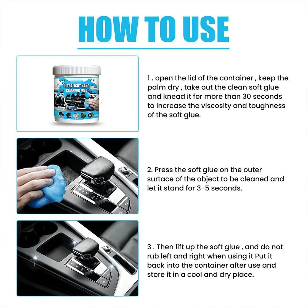 Car Cleaning Gel 70g Super Magic Cleaner Gel Multiuse Reusable Office  Auto Air Vent Dust Interior Wash Mud Dirt Remover Tools