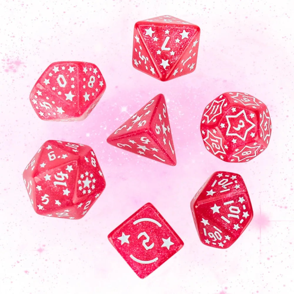 7PCS New Acrylic Star Dice Set 8 Colors D4 D6 D8 D10 D12 D20 Sharp Corner Dice Polyhedral Table Games Dice Gift