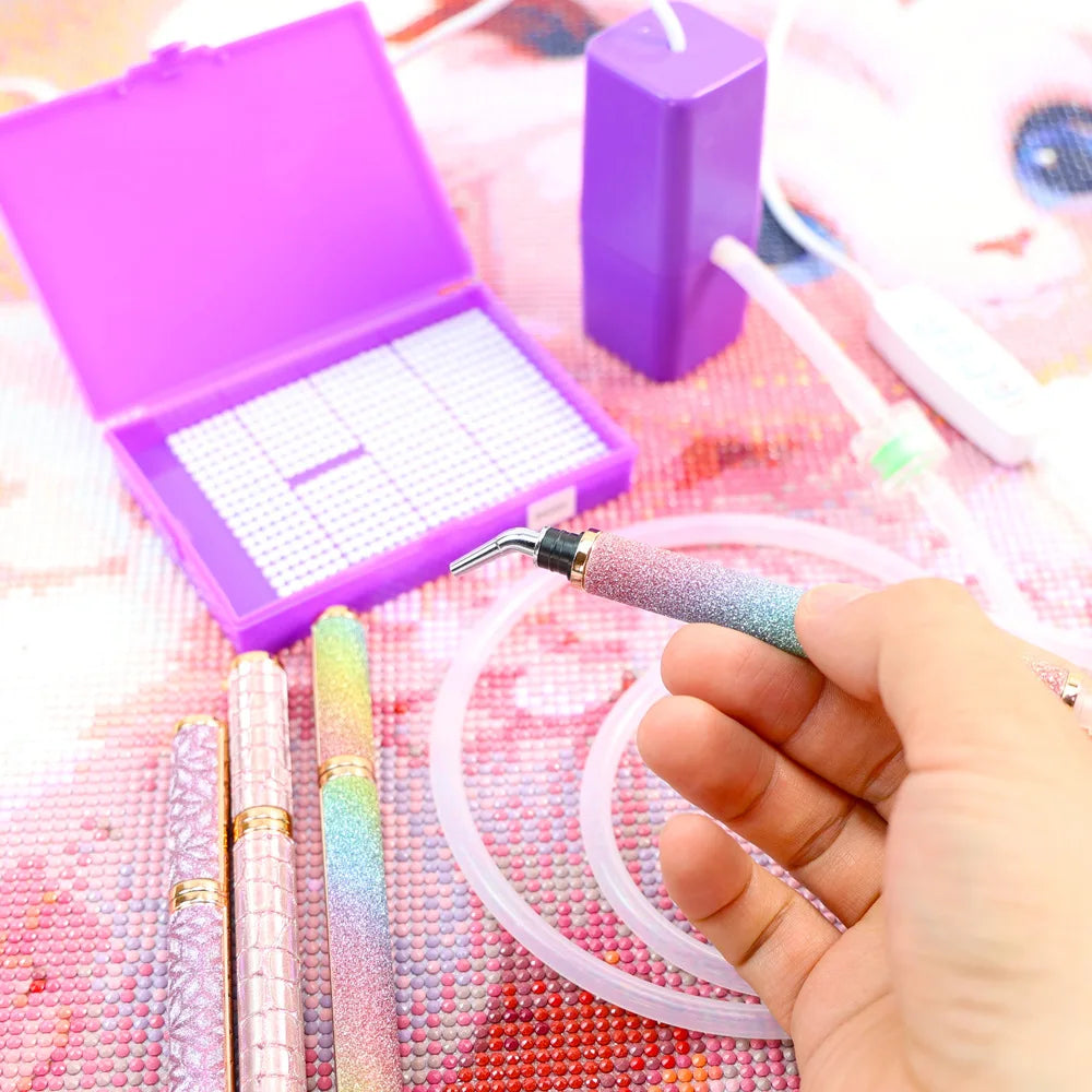 DIY Electric Diamond Art Painting Pen Set Portable Vacuum Diamond Painting Pen Kit USB Powered Diamond Suction Device for Craft