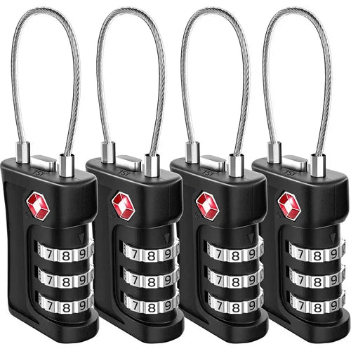 2/4Pcs TSA Customs Code Lock for Travel Luggage Password Changeable black Lock Contrast Design Padlock 3 Digit Combination Lock