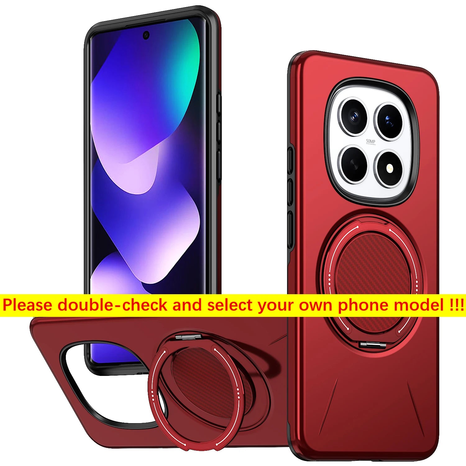 For Xiaomi Redmi Note 15 Pro Plus Note 14 Pro Plus 360° Rotating Stand Luxury Phone Case Armor Shockproof Bracket Cover Fundas