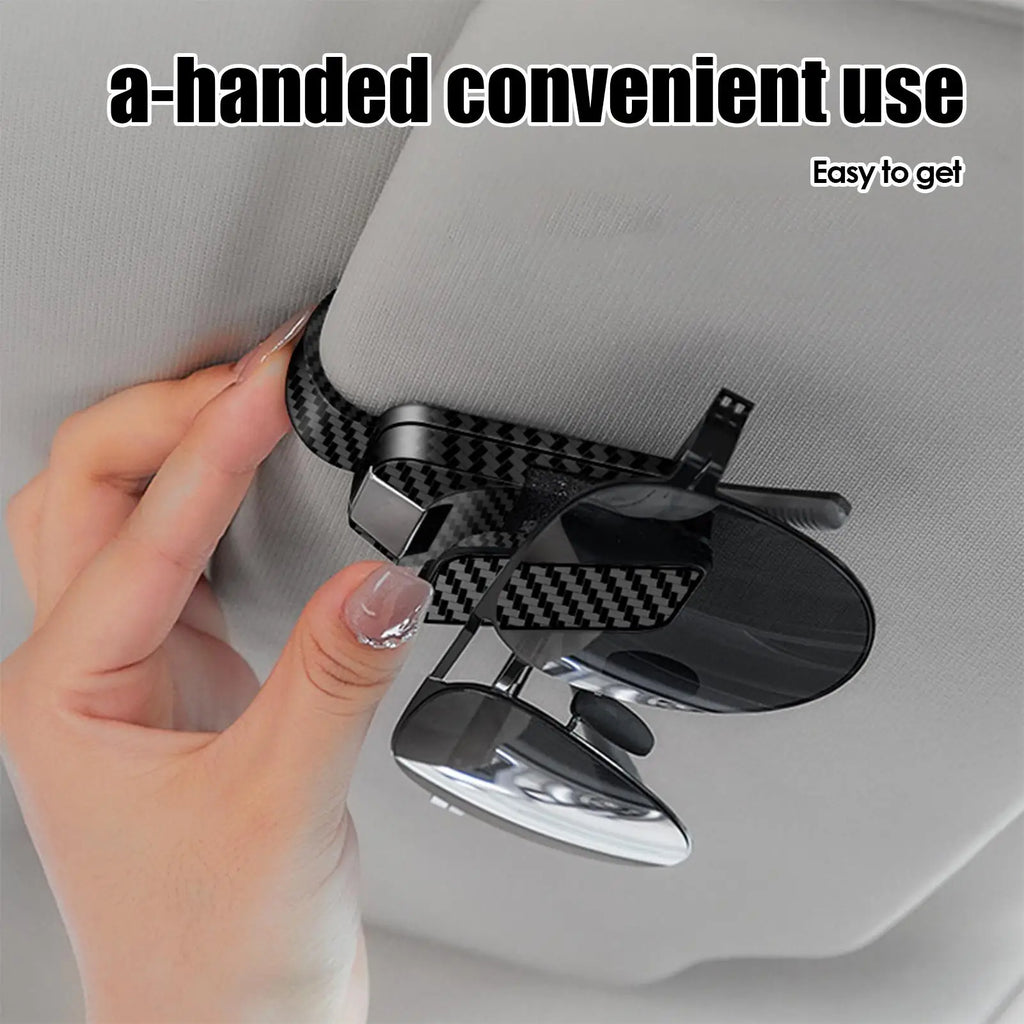 Glasses Holder for Car Sun Visor Sunglasses Clip Card Ticket Holder Eyeglasses Fastener Carbon Fiber Sunglasses Clip Black Silve