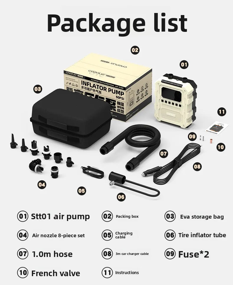 Wireless High Power Electric Inflator Deflator Digital Display Auto Shut Off Portable Outdoor SUP Tent Raft Tire Kayak Air Pump