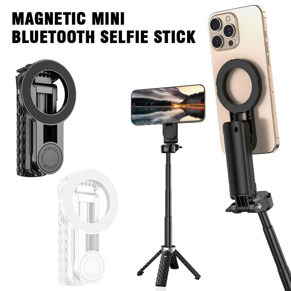 4-in-1 Multifunctional Magnetic mini Selfie Stick Wireless Bluetooth Control with 360° Rotation for Selfies Video Record