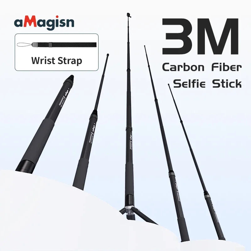 3M Carbon Fiber Selfie Stick for Insta360 X3 / ONE X2 / RS Aluminum Alloy Selfie Stick for GoPro Hero 11 10 9 8 DJI OSMO Action