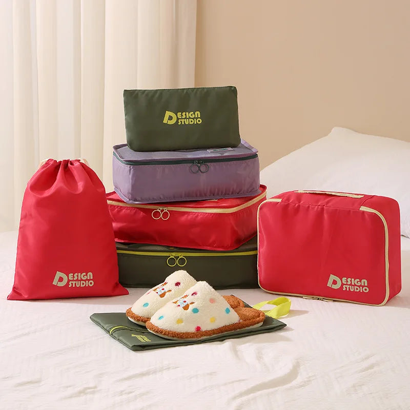 7 Piece Travel Bag Set Thicken Organizer Bag Multi-functional Portable Luggage Organizer Bag Waterproof Suitcase Pakcing Cubes